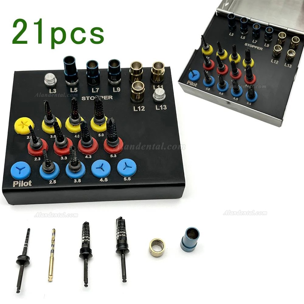 21 Pcs/ Set Detanl Implant Surgical Drills with Stopper Kit
